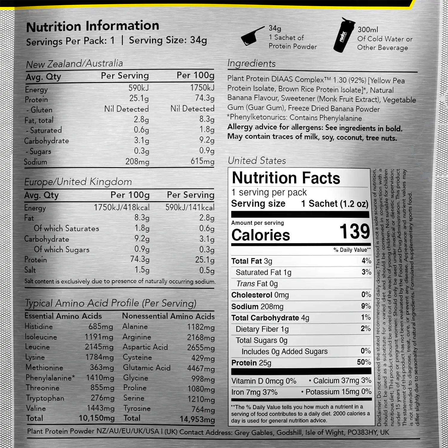 Plant Protein DIAAS Complex 1.30 - Banana / 15x Single Serves