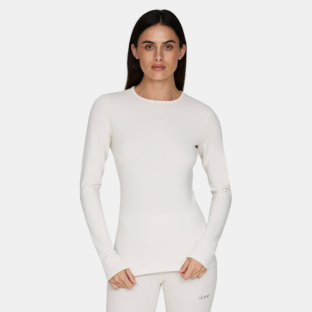 Womens Merino Heavyweight Grid Fleece Base Layer Crew