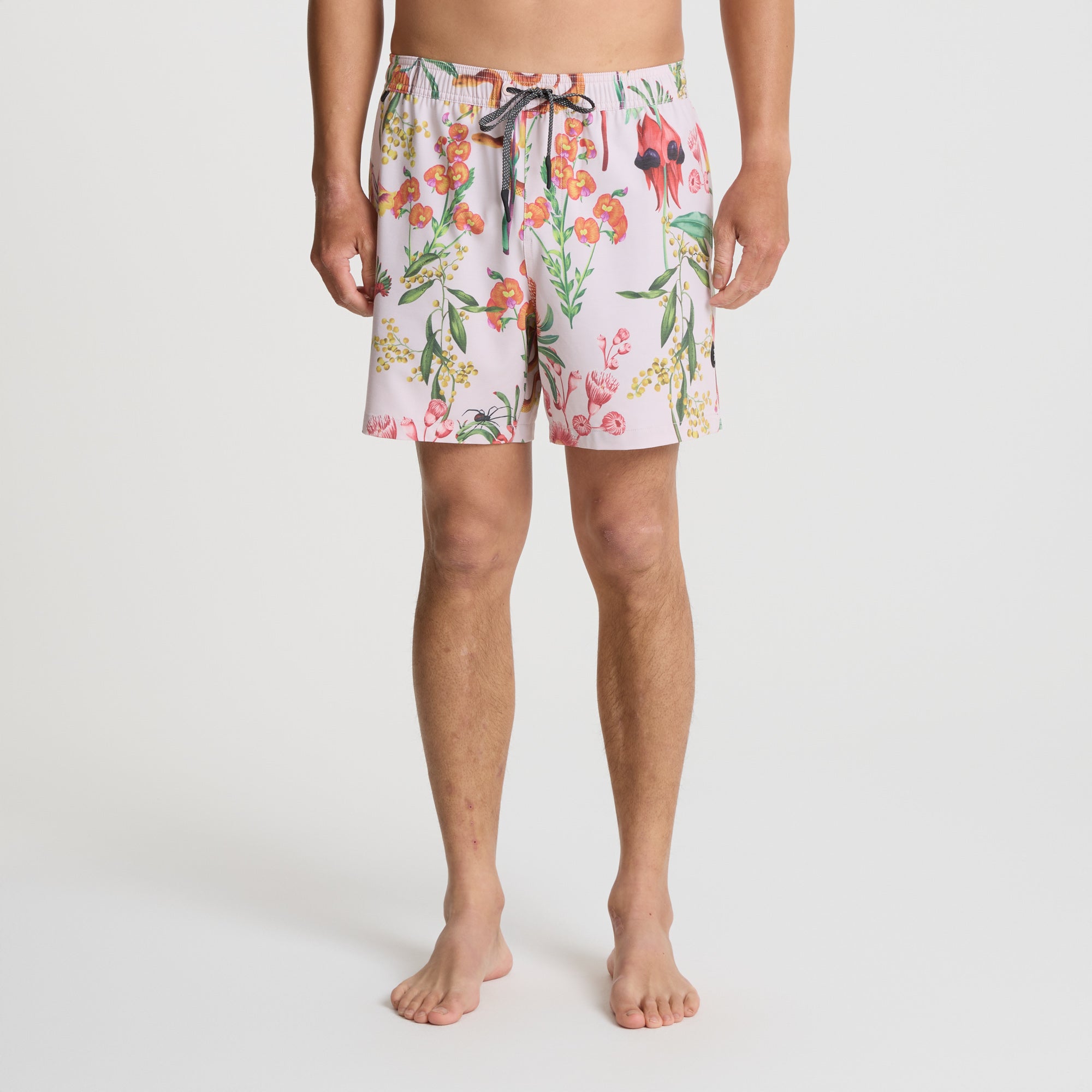 Assorted Roark adventure-ready swimwear and shorts displayed, including boardshorts and trunks, perfect for outdoor and travel activities.
