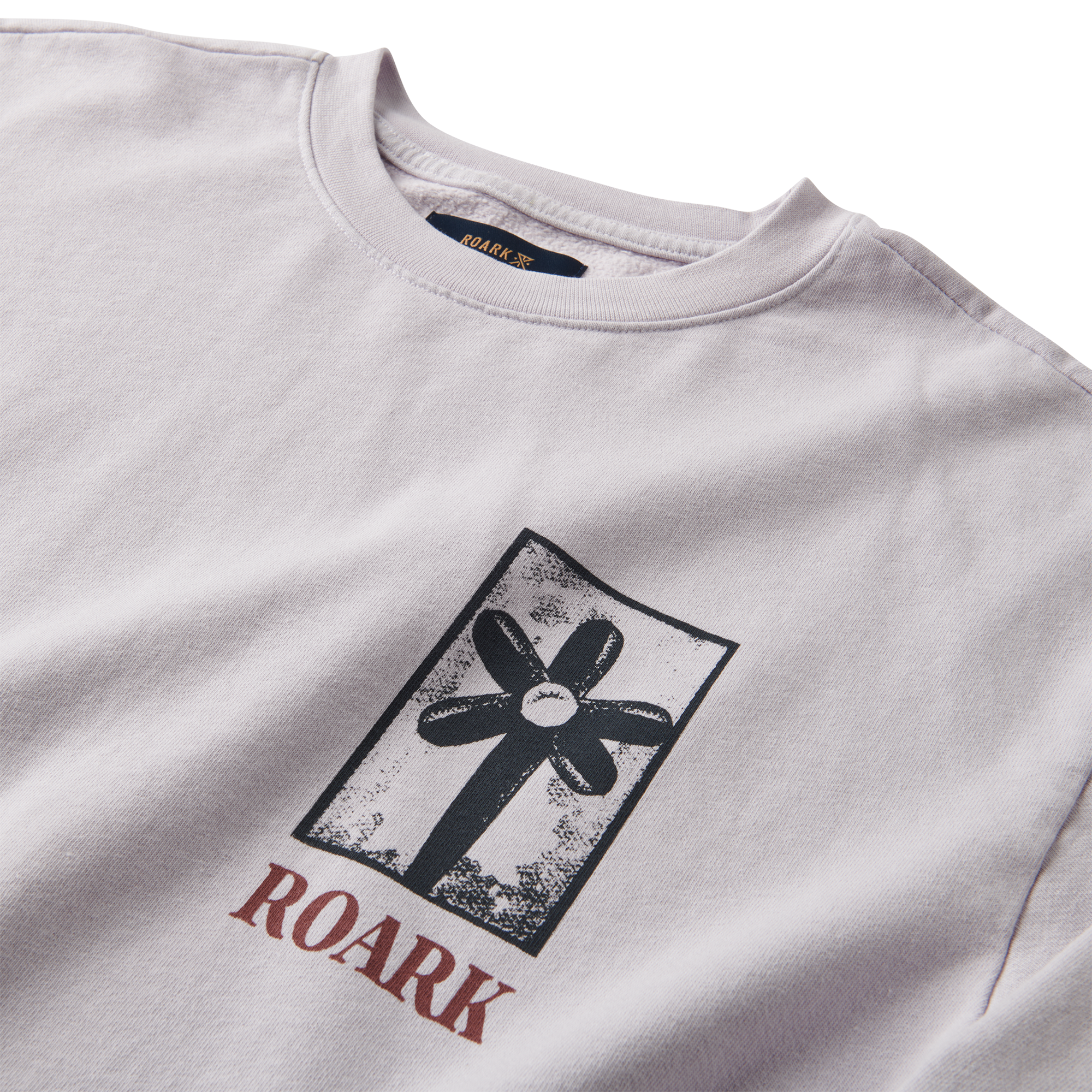 The details of Roark men's Artifacts Of Adventure Crew Sweatshirt - Dusty Lilac