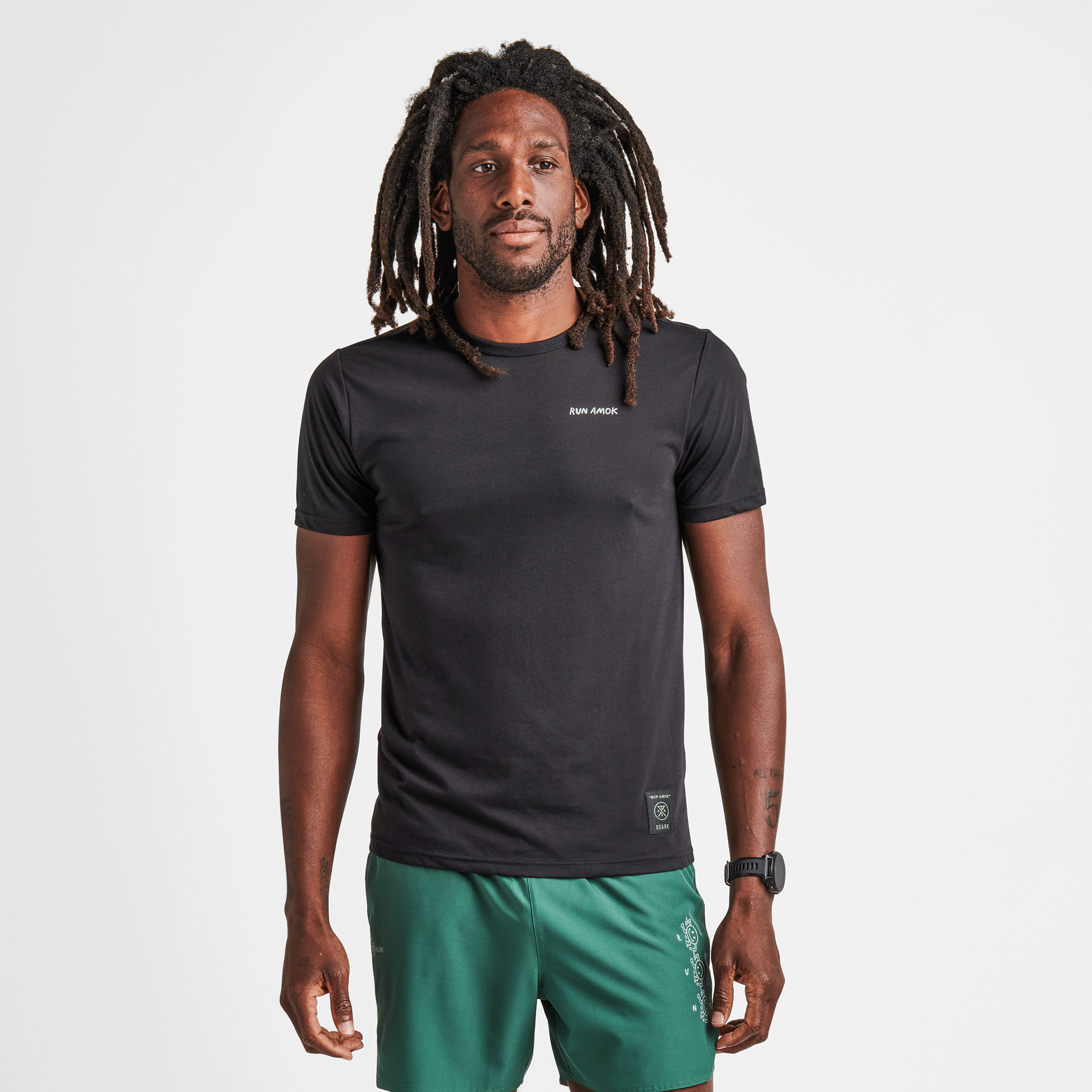 Roark Mathis Core Short Sleeve Tee in Black, showcasing a front view of the tee.