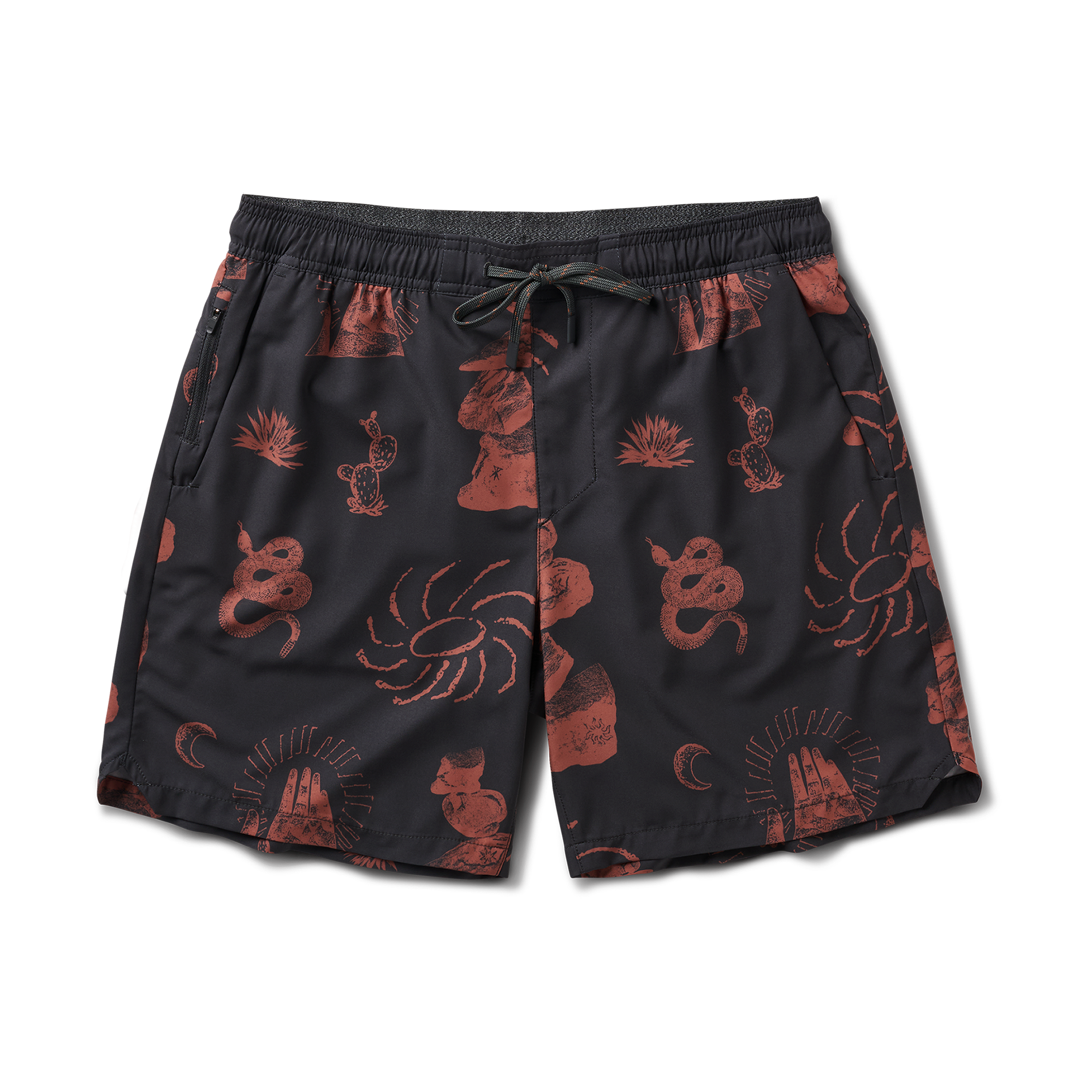 Versatile Roark active shorts in black, ideal for travel and outdoor adventures, featuring multiple pockets and a durable design.