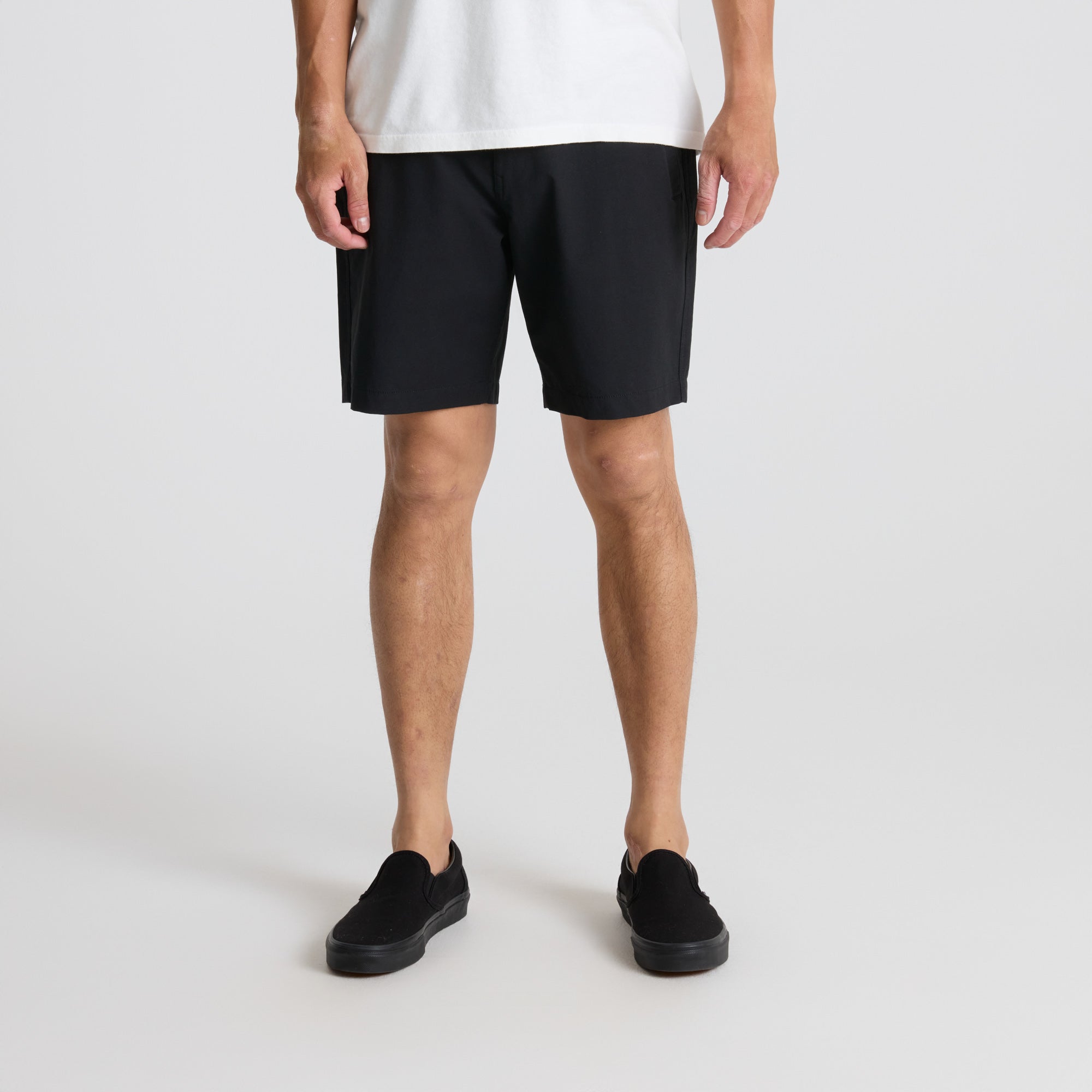 Grey Bermuda-style Roark active shorts designed for adventure, perfect for travel and outdoor activities.