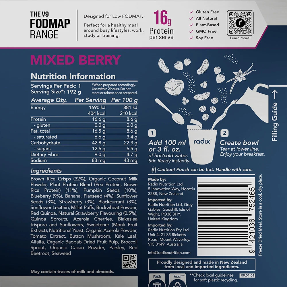 Fodmap Breakfast - Mixed Berry / 400 kcal (Box of 8)