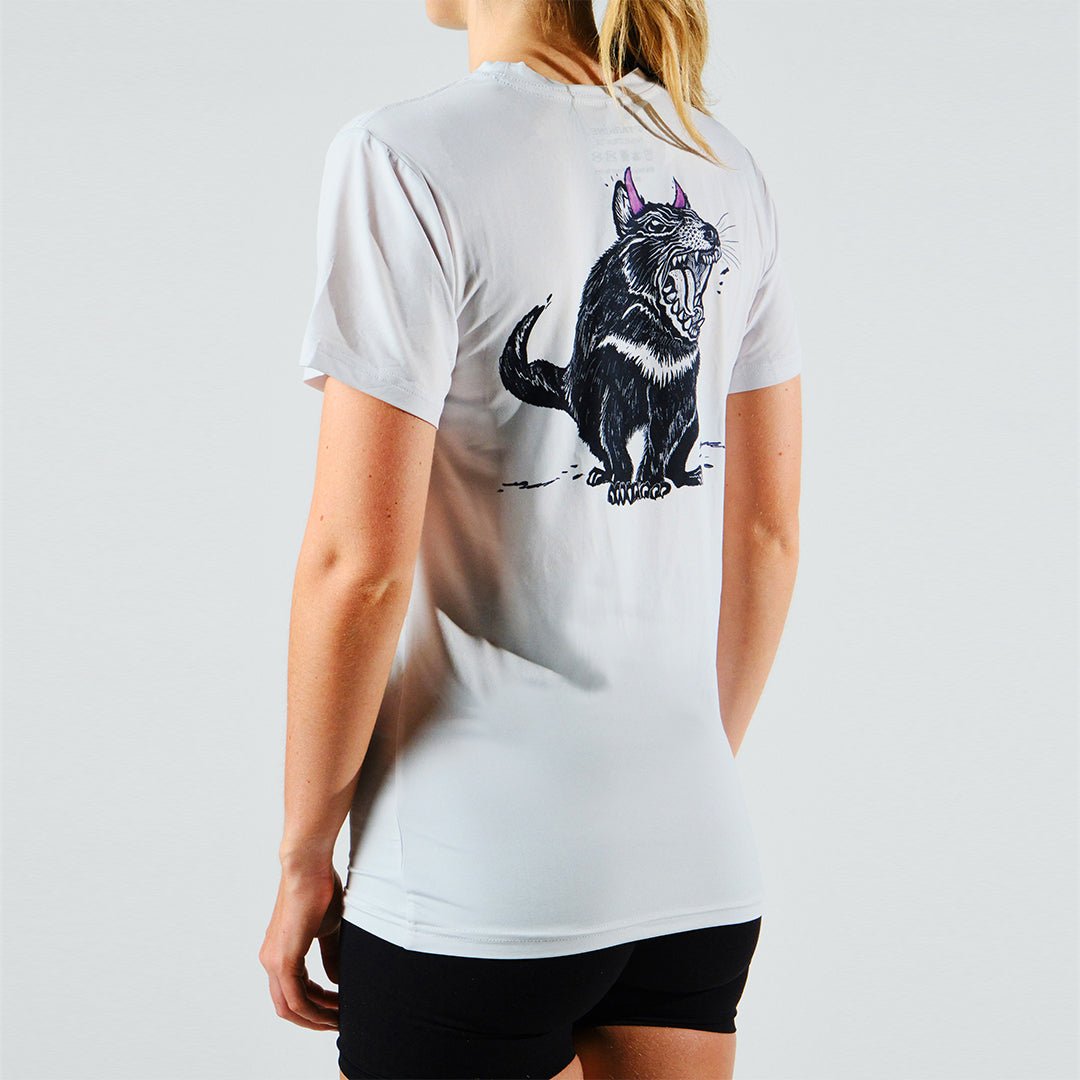 Women's Tarkine Ultra-Eco Run Tee (Tassie Devil White/Thin) - Premium from TARKINE SPORT - Just $75! Shop now at TARKINE RUNNING