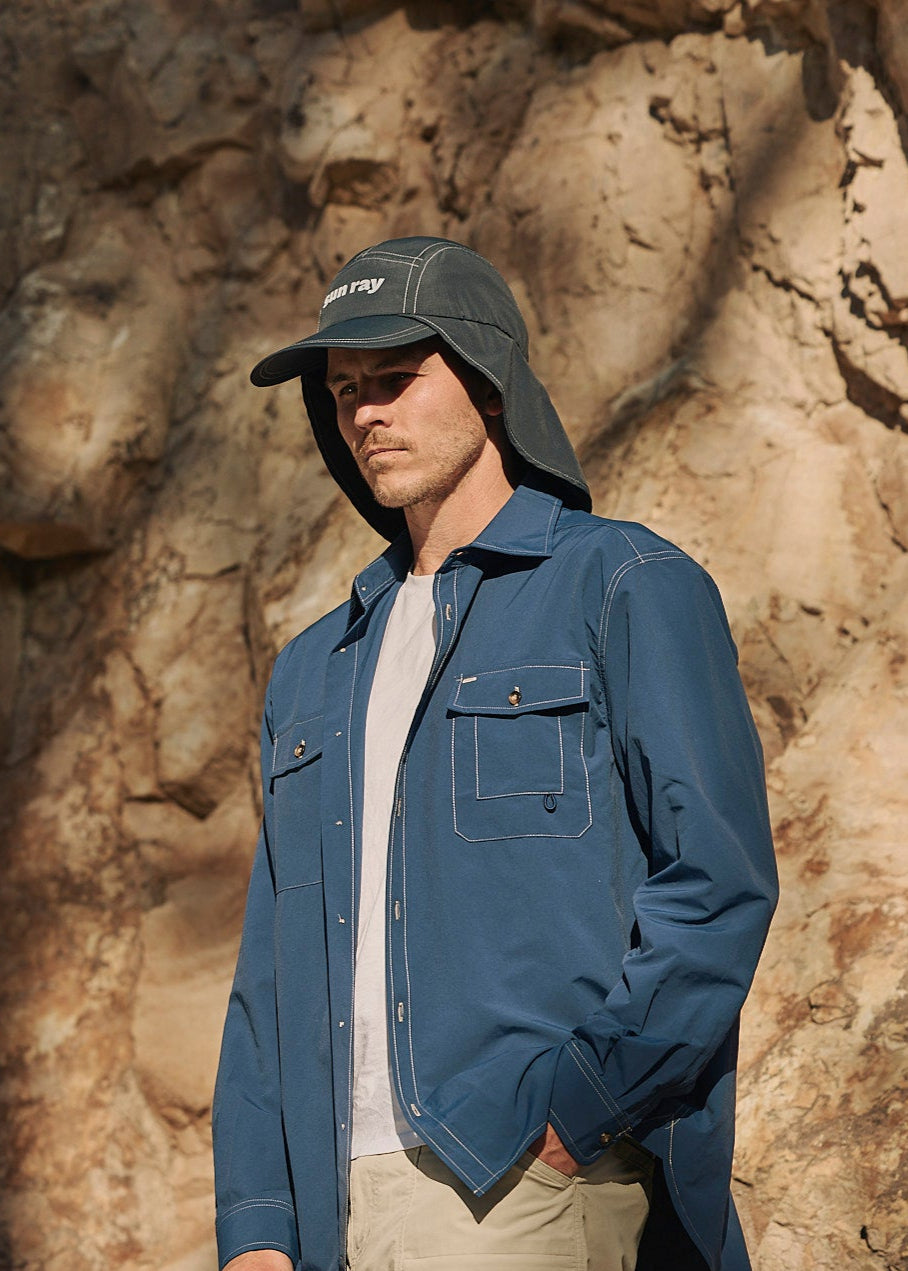 UPF50+ sun protection navy legionnaire hat flap cap