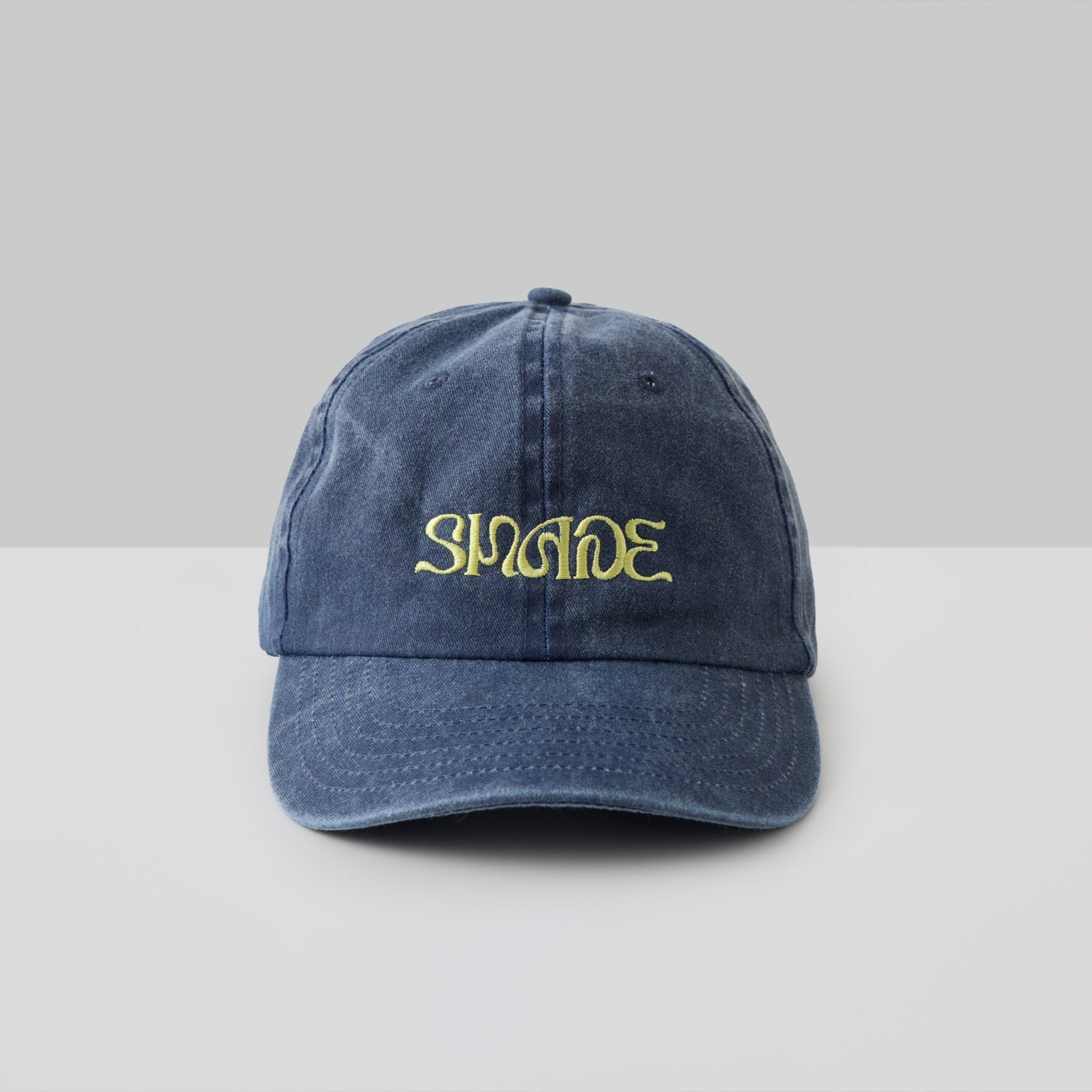 Sun Ray denim Shade cap with yellow text