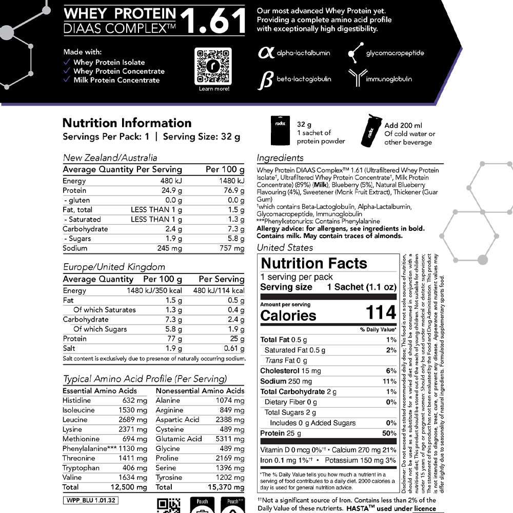 Whey Protein DIAAS Complex 1.61 - Blueberry / Single Serve