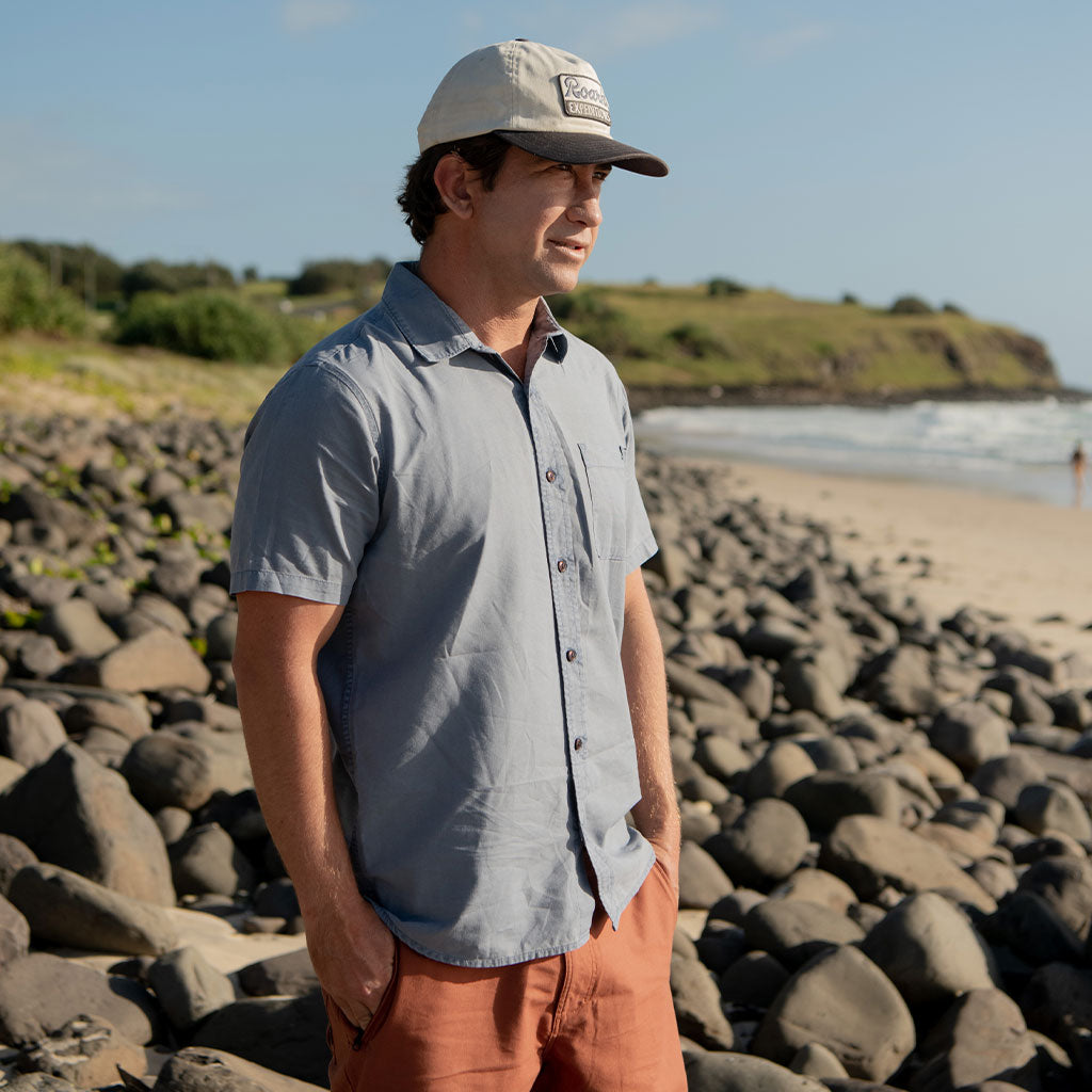 Made To Fade Short Sleeve Button Up Shirt - Washed Slate