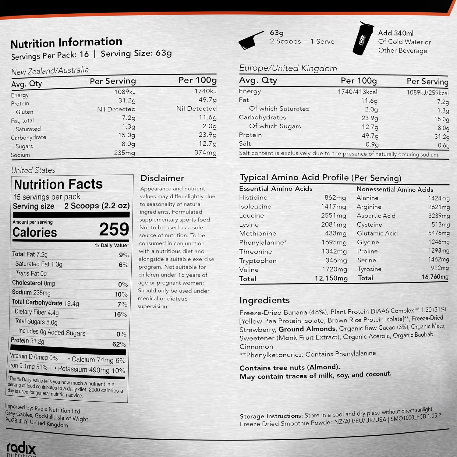 Ultimate Recovery Smoothie - Cacao / 1kg Bulk Bag