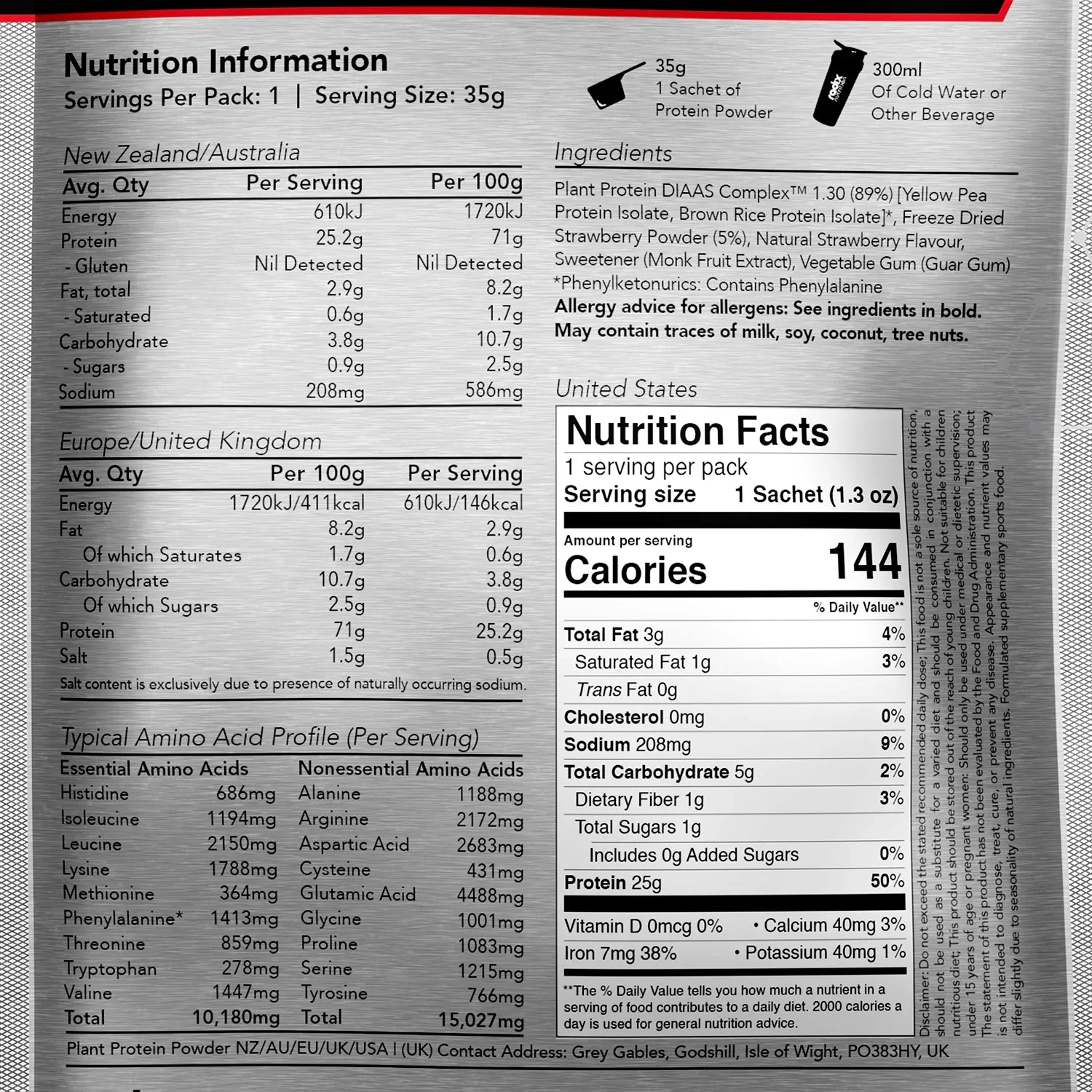 Plant Protein DIAAS Complex 1.30 - Strawberry / 15x Single Serves