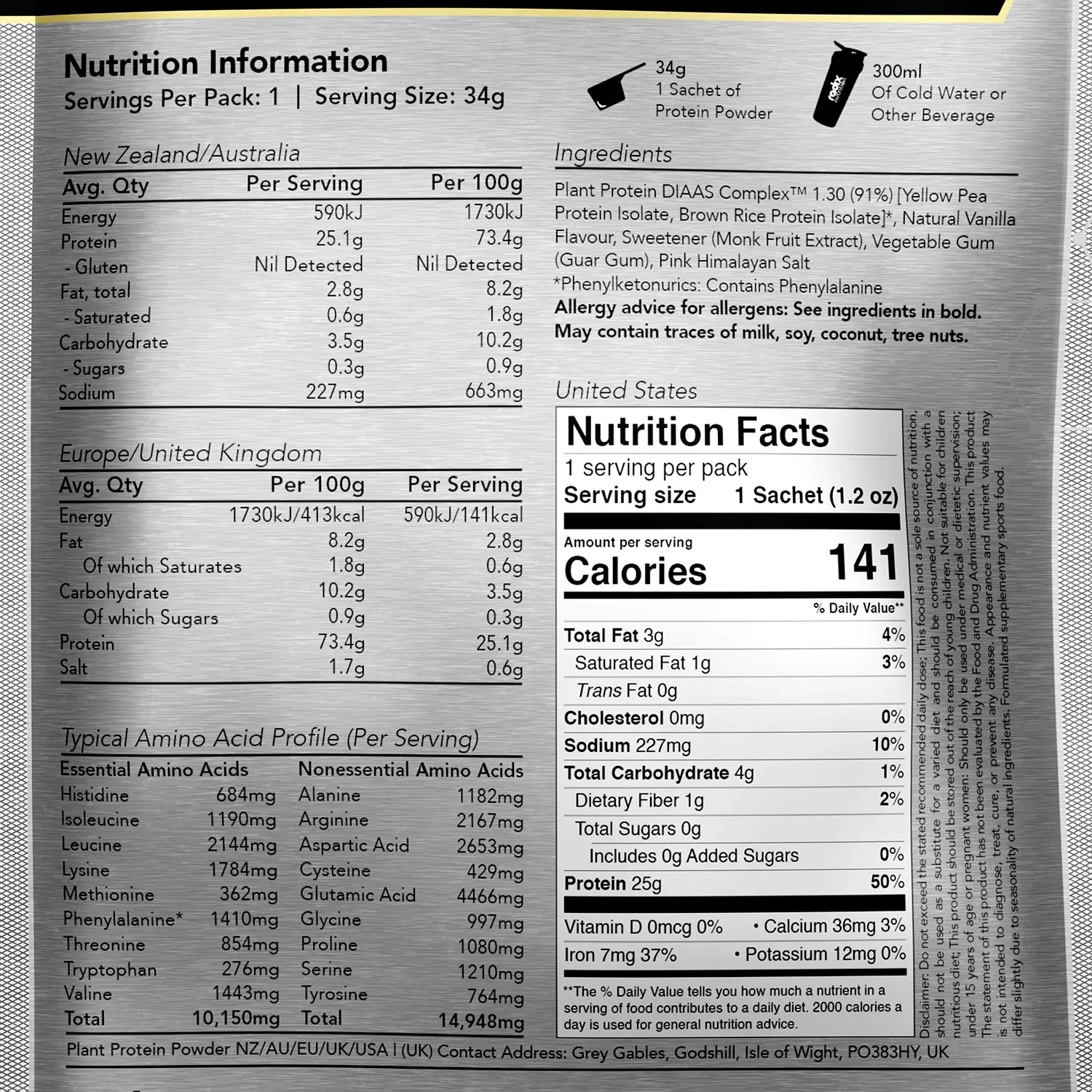 Plant Protein DIAAS Complex 1.30 - Vanilla / 15x Single Serves