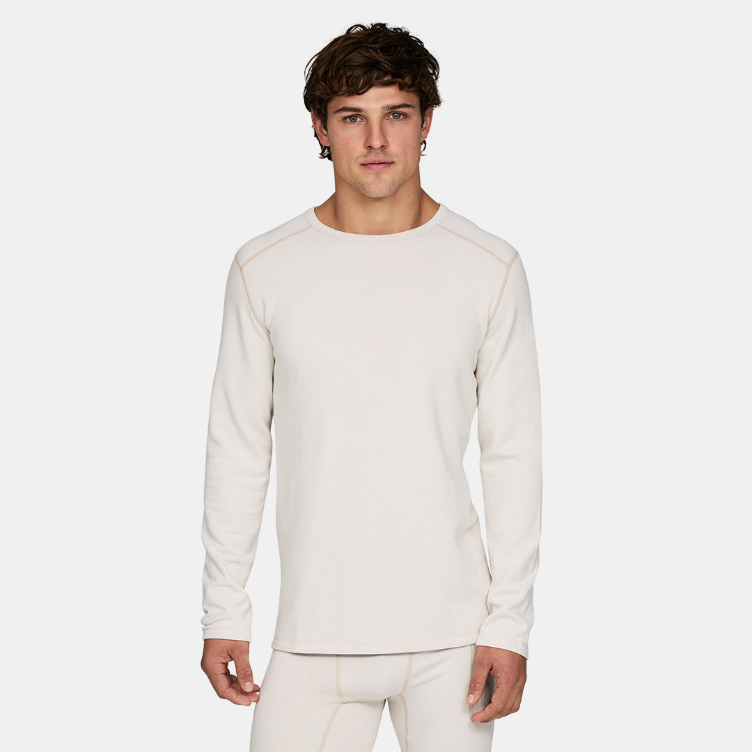 Mens Merino Heavyweight Grid Fleece Base Layer Crew