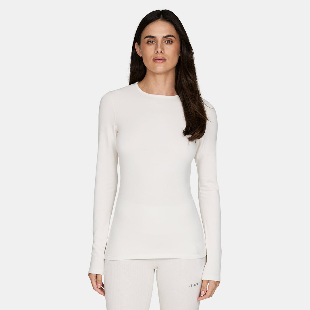 Womens Merino Heavyweight Grid Fleece Base Layer Crew