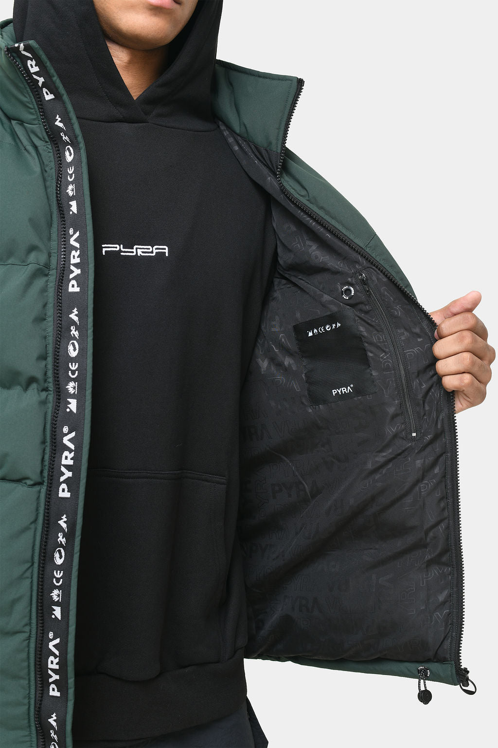 SLEEVELESS PUFFA VEST - OLIVE