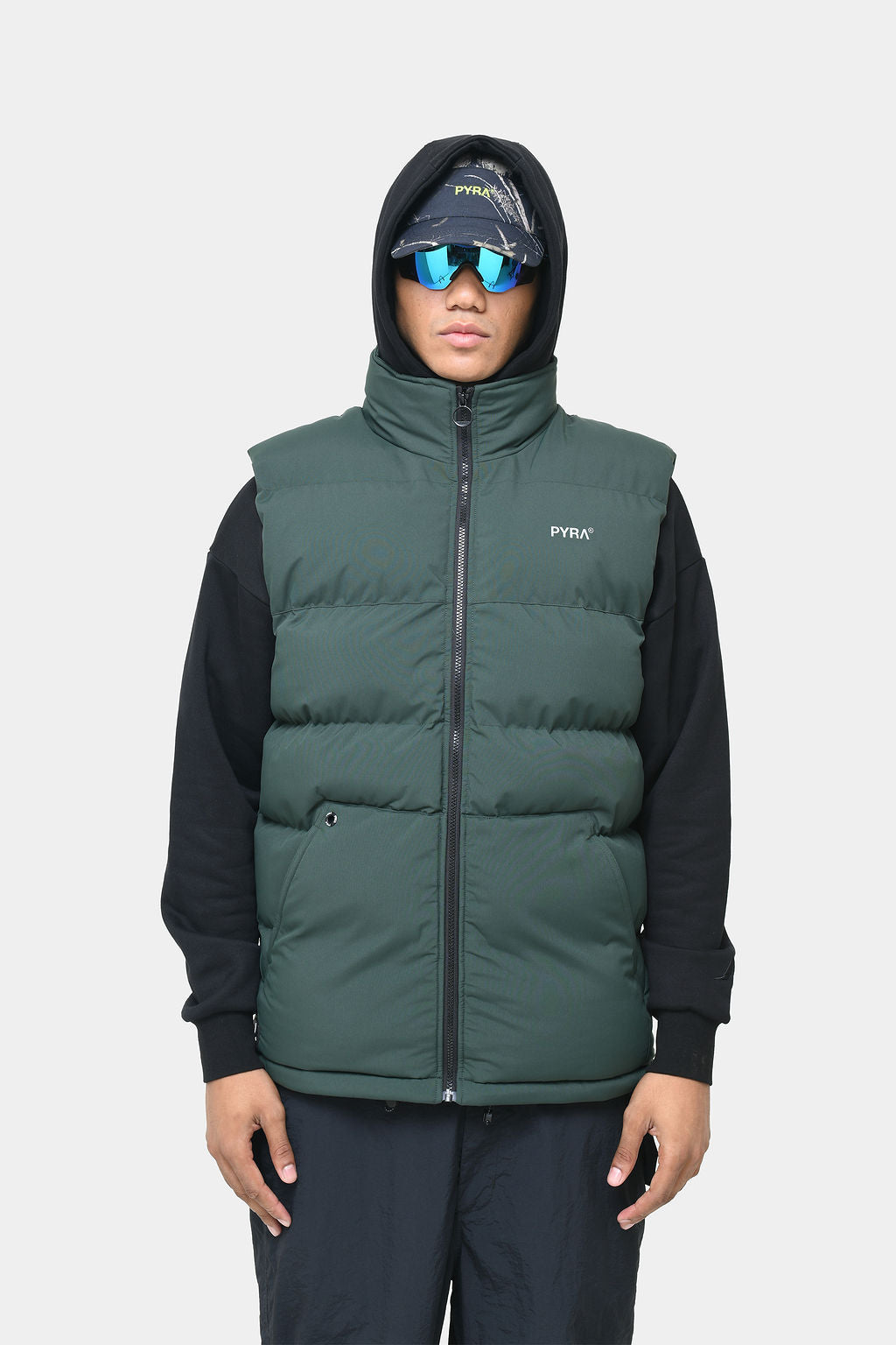 SLEEVELESS PUFFA VEST - OLIVE