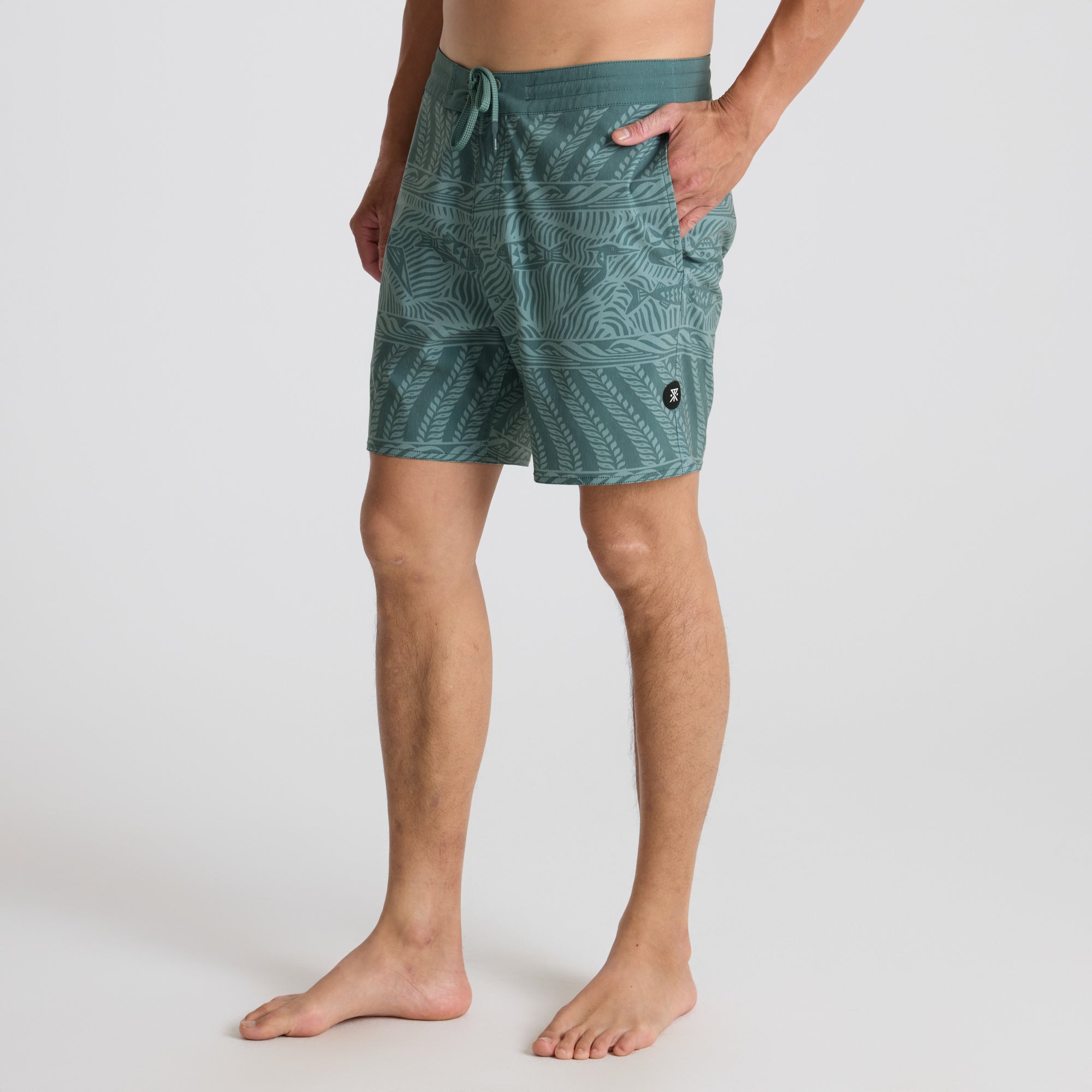 Assorted Roark boardshorts displayed in various patterns and colors, ideal for outdoor and water adventures.