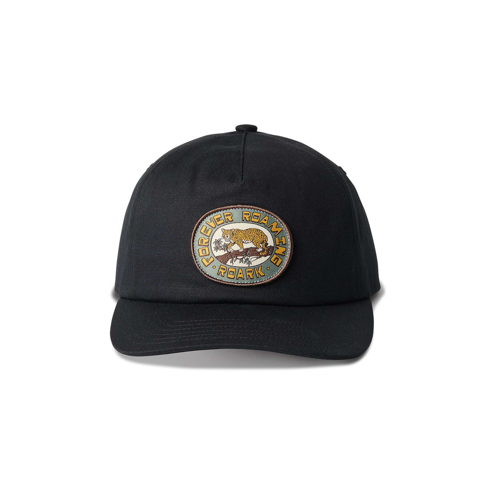 Stylish Roark trucker hat featuring a prominent logo, perfect for adventurous outdoor activities.