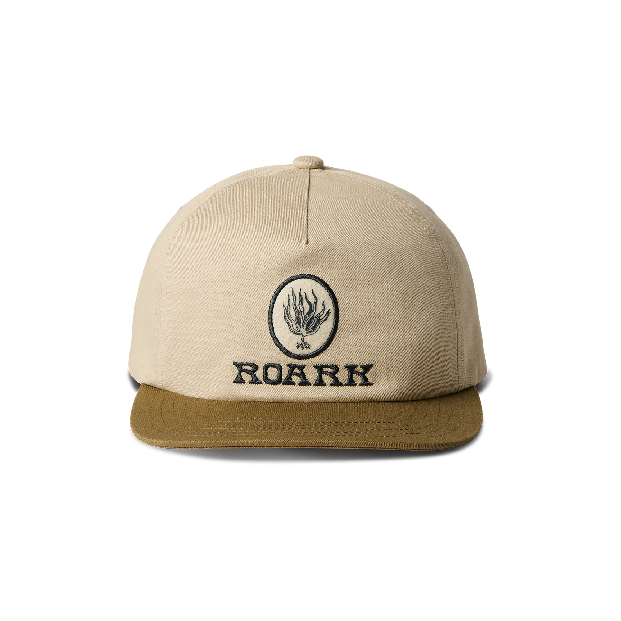 Roark logo on a cricket cap with a distinctive label, embodying the adventure and outdoor spirit.