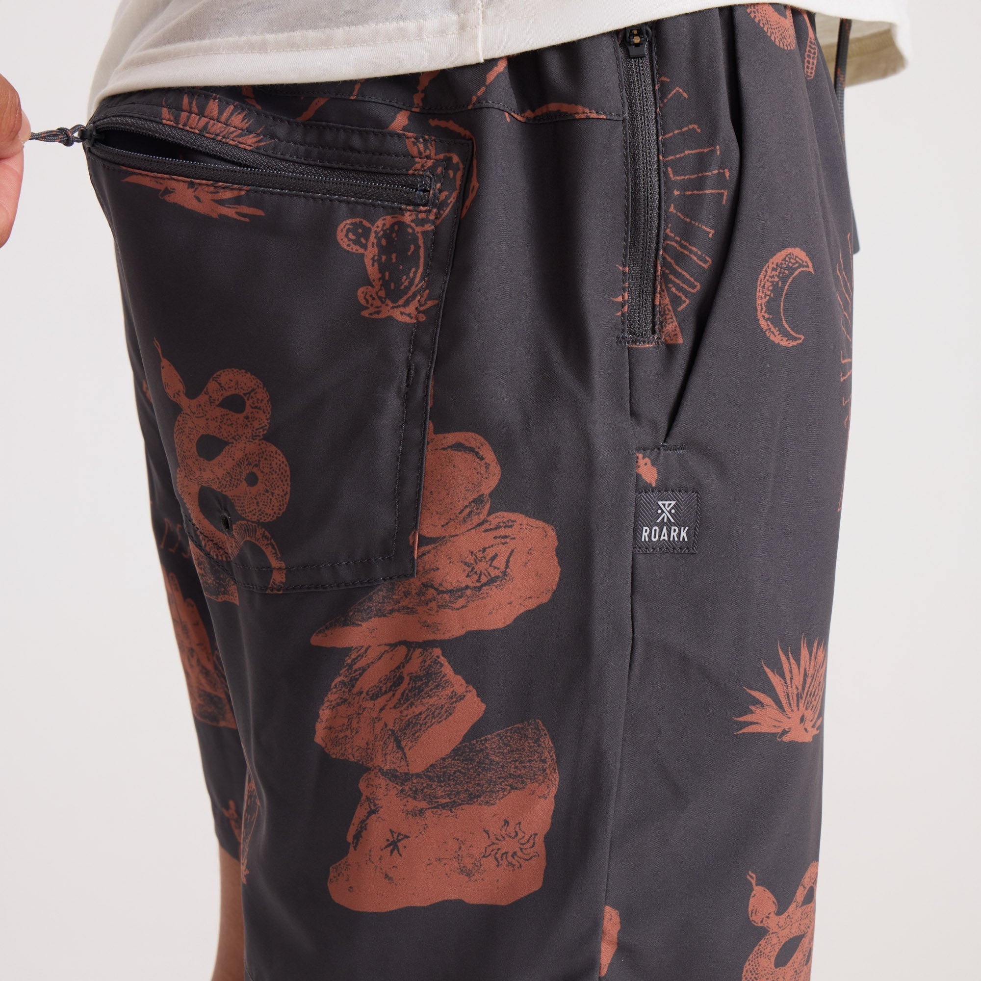 Close-up of a textured brown object, embodying the rugged and adventurous spirit of Roark's outdoor gear.