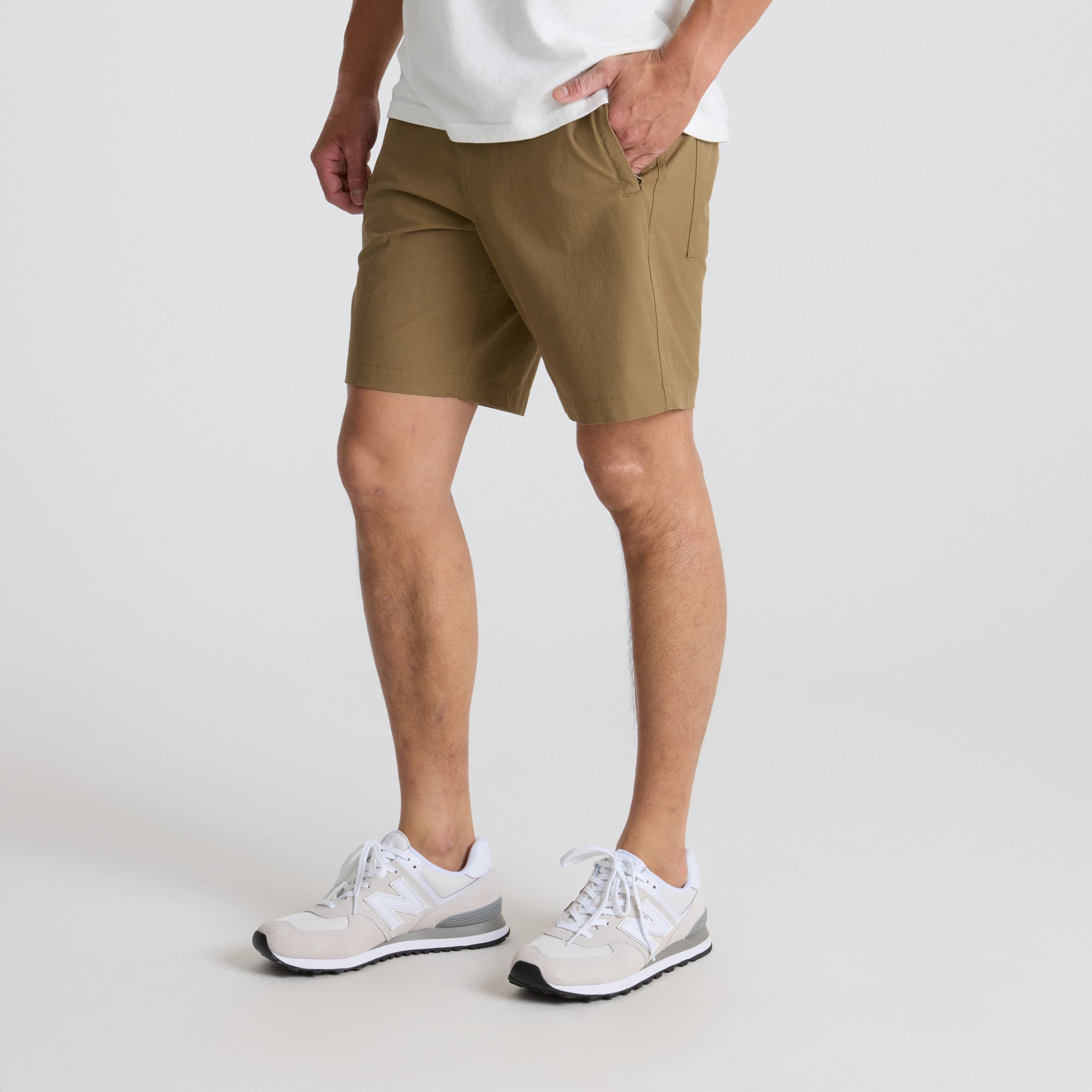 Close-up of versatile and durable adventure-ready shorts perfect for outdoor activities, showcasing detailed fabric texture and practical thigh-length cut.