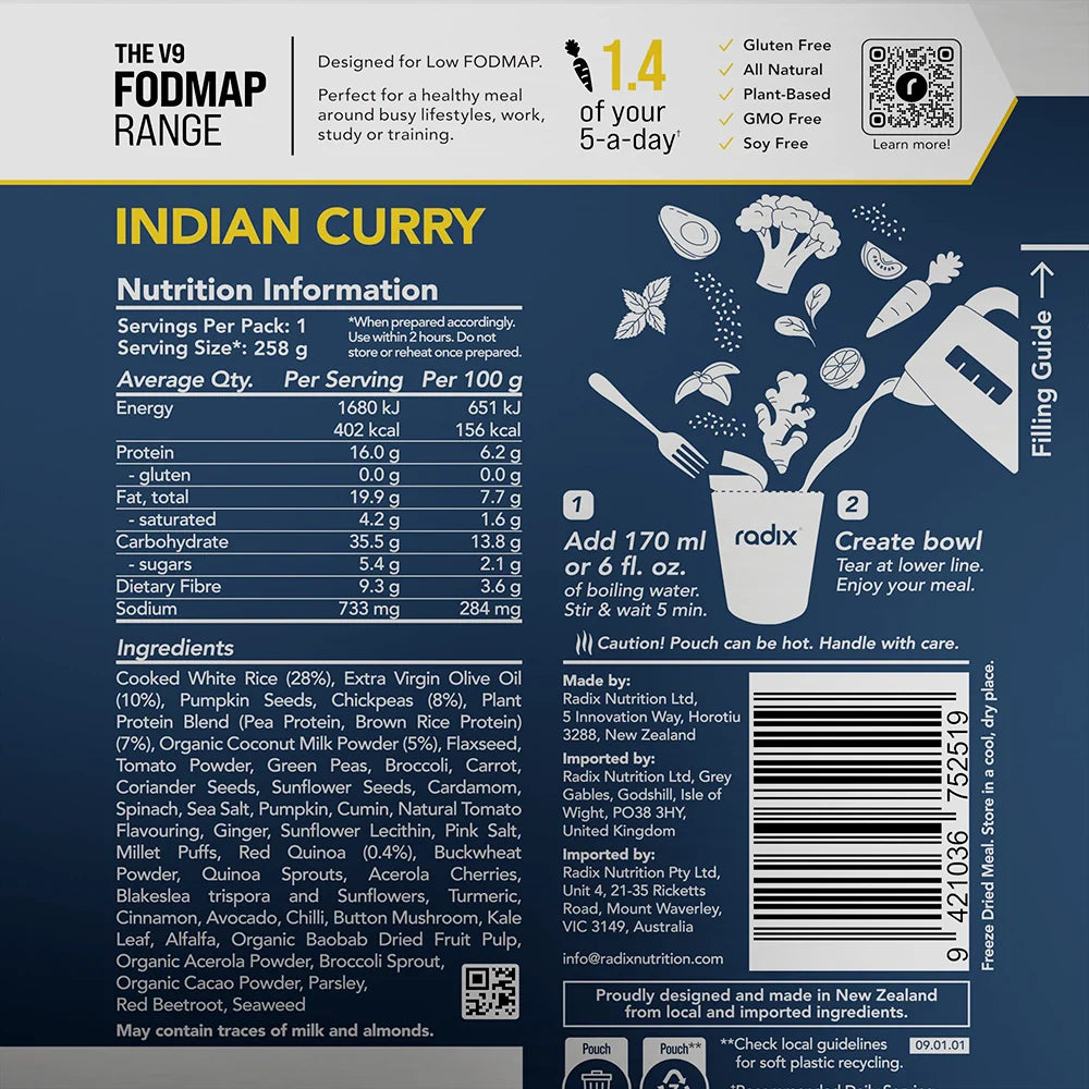 FODMAP meal - Indian Curry / 400 Kcal (8 Pack)