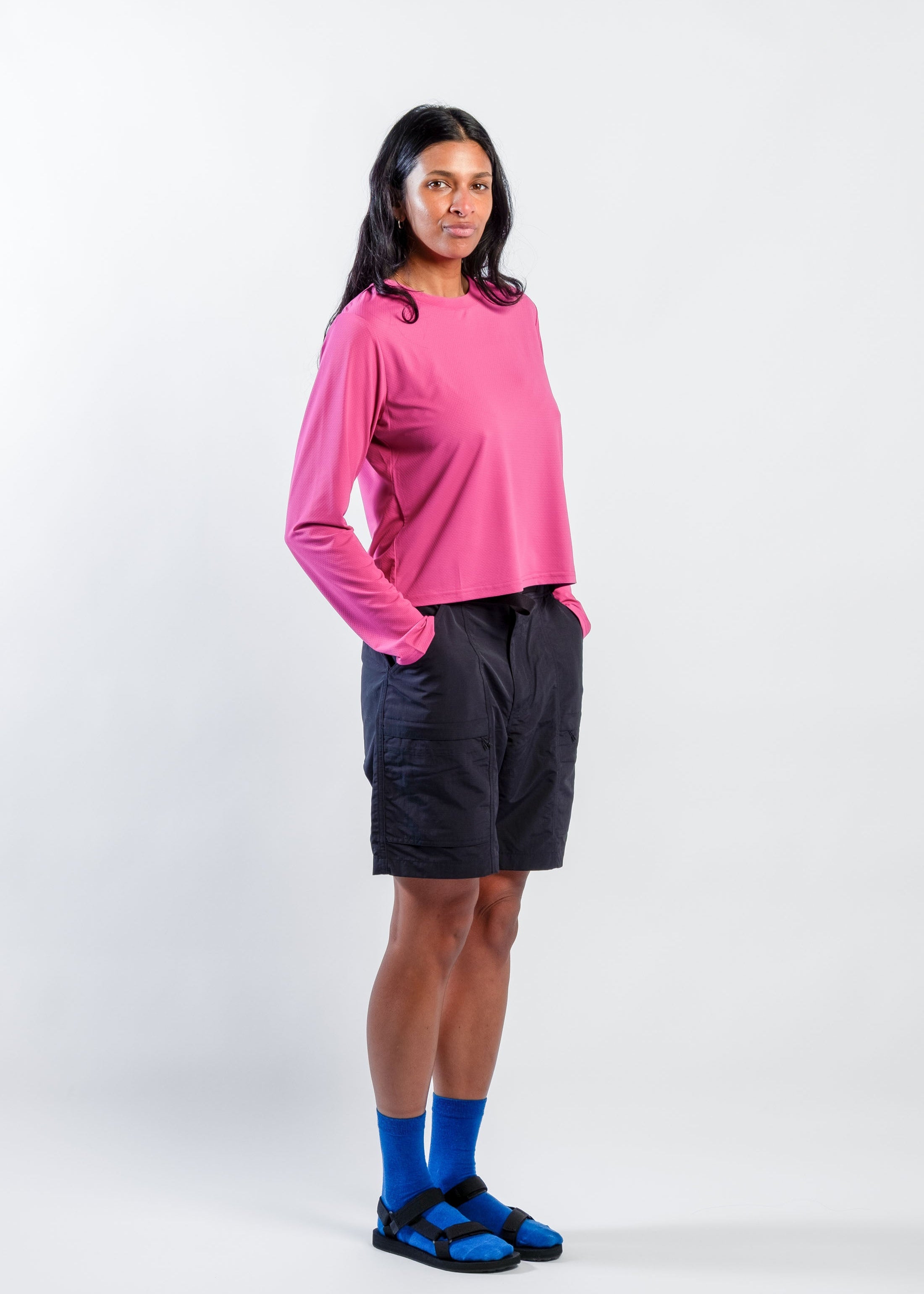 Sun Ray UPF50+ Sun Protection Clothing All G Long Sleeve Tee fuchsia boxy fit