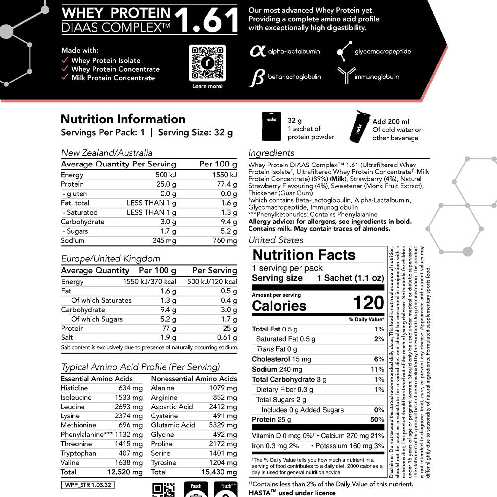 Whey Protein DIAAS Complex 1.61 - Strawberry / Single Serve
